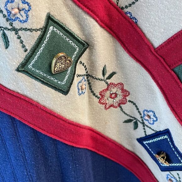 Alfred Dunner Women's Polo Shirt Size L Color Block Floral Striped Knit - Picture 6 of 8